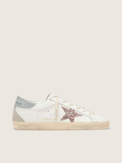 Golden Goose Womens Super-Star Ltd With Multicolor Glitter Star And Suede Heel Tab Womens