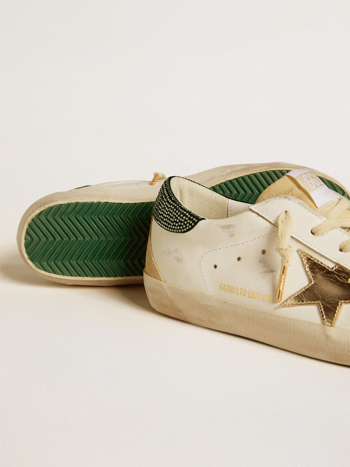 Golden Goose Womens Super-Star Ltd With Leather Star And Swarovski Crystals Heel Tab Womens