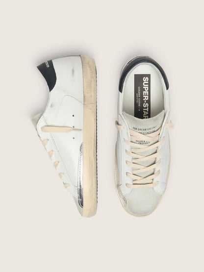 Golden Goose Womens Super-Star In White Leather With Perforated Star Womens