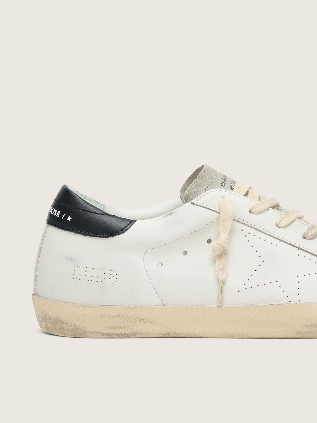 Golden Goose Womens Super-Star In White Leather With Perforated Star Womens