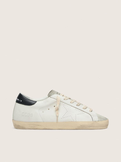 Golden Goose Womens Super-Star In White Leather With Perforated Star Womens