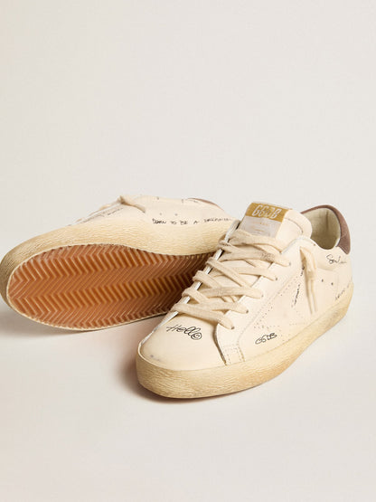 Golden Goose Womens Super-Star In Nappa Leather With Perforated Star And Suede Heel Tab Womens
