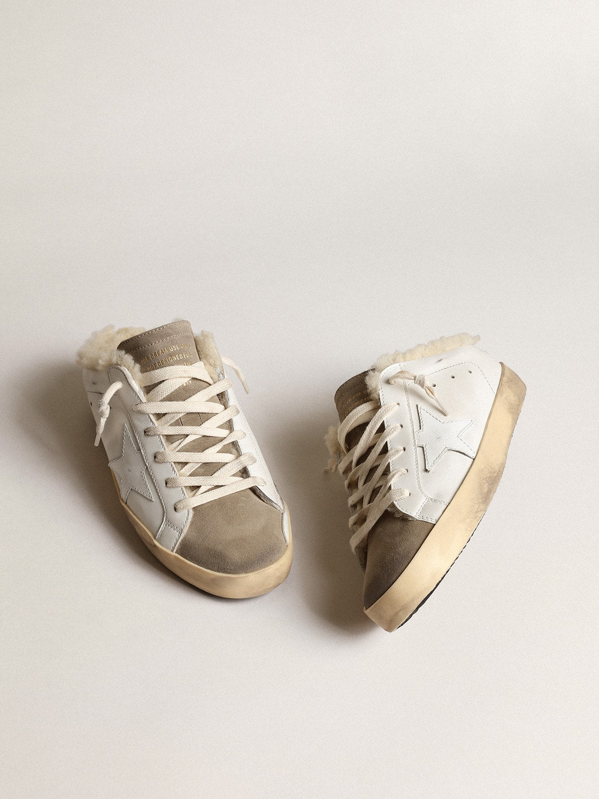 Golden Goose Super-Star Sabots With White Leather Star And Shearling Lining Womens