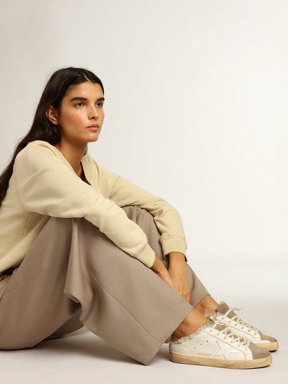 Golden Goose Super-Star Sabots With White Leather Star And Shearling Lining Womens
