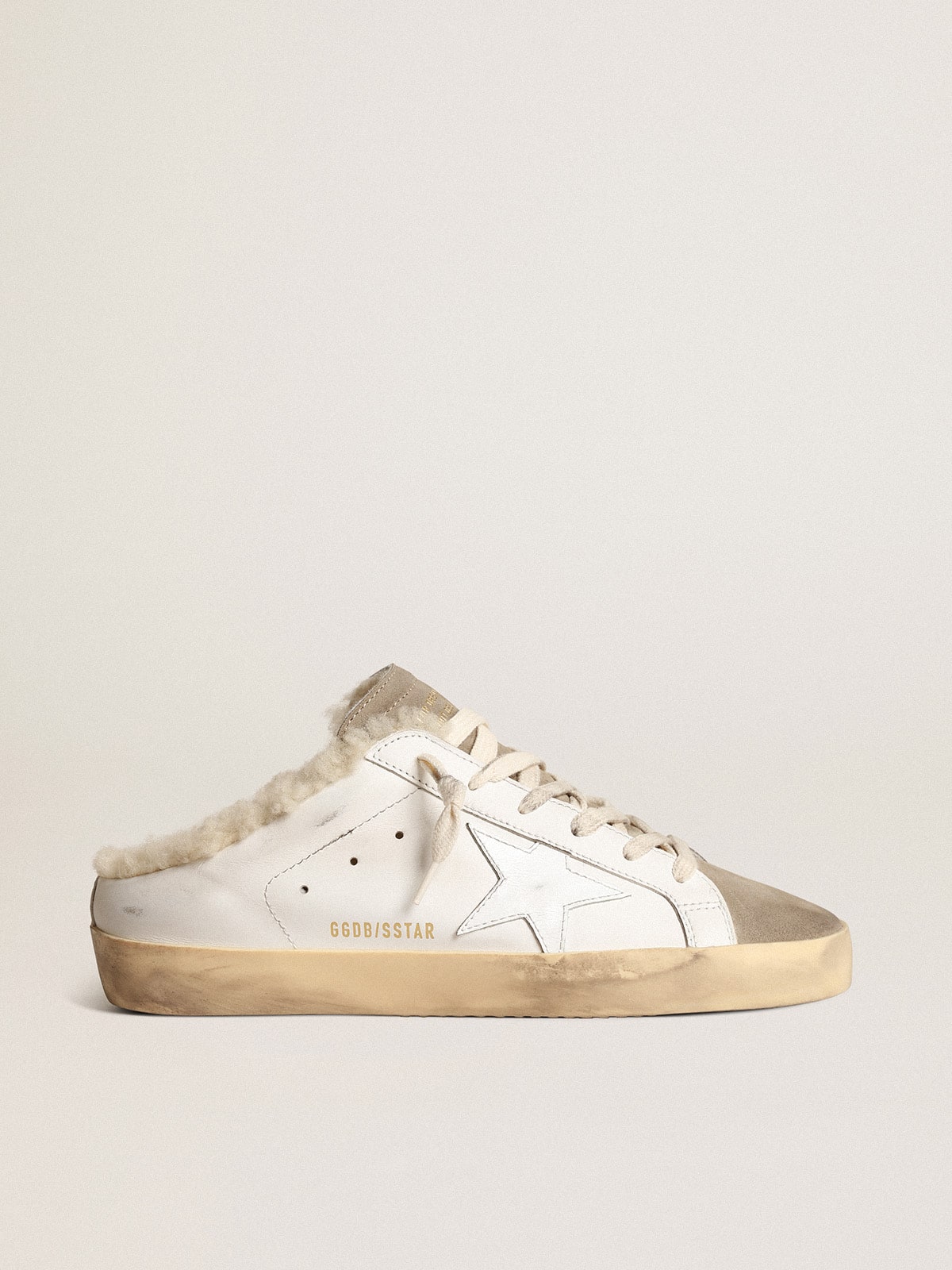 Golden Goose Super-Star Sabots With White Leather Star And Shearling Lining Womens