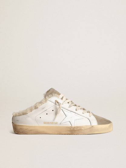 Golden Goose Super-Star Sabots With White Leather Star And Shearling Lining Womens