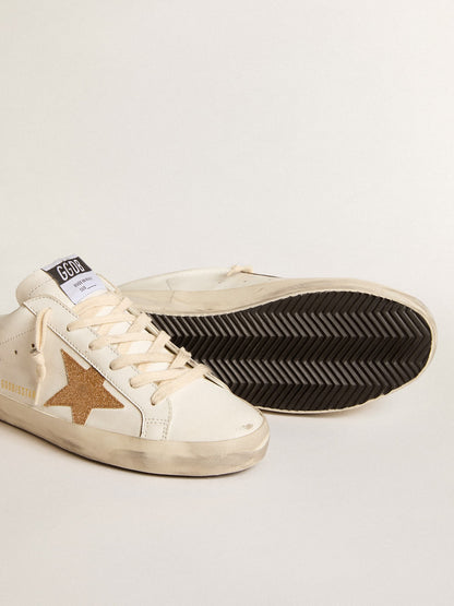 Golden Goose Super-Star Sabots In Leather With Plasticized Gold Glitter Star Womens
