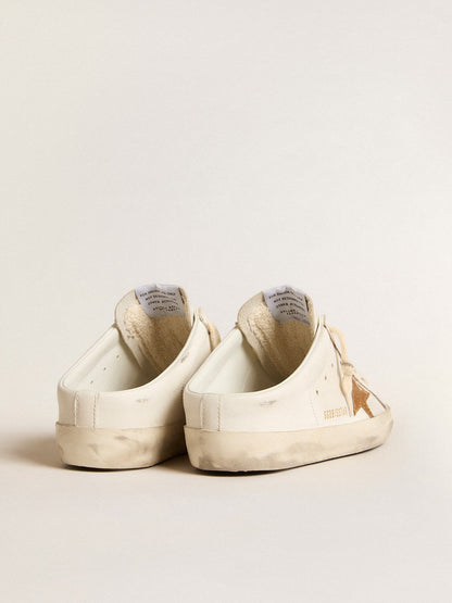 Golden Goose Super-Star Sabots In Leather With Plasticized Gold Glitter Star Womens