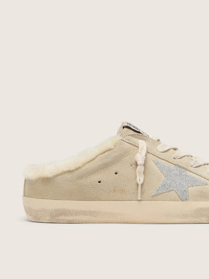 Golden Goose Super-Star Sabots With Swarovski Crystal Star And Shearling Lining Womens