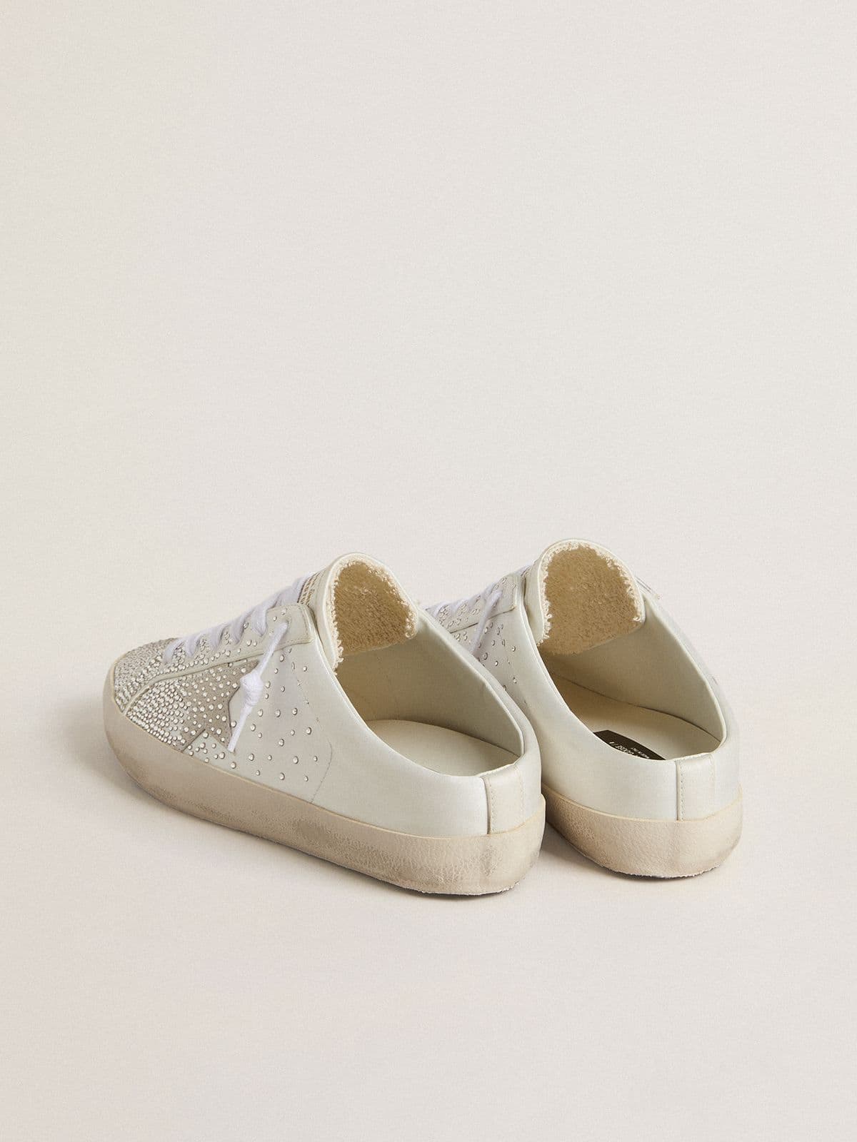 Golden Goose Womens Super-Star Sabot Ltd With Gray Suede Star And Swarovski Crystals Womens