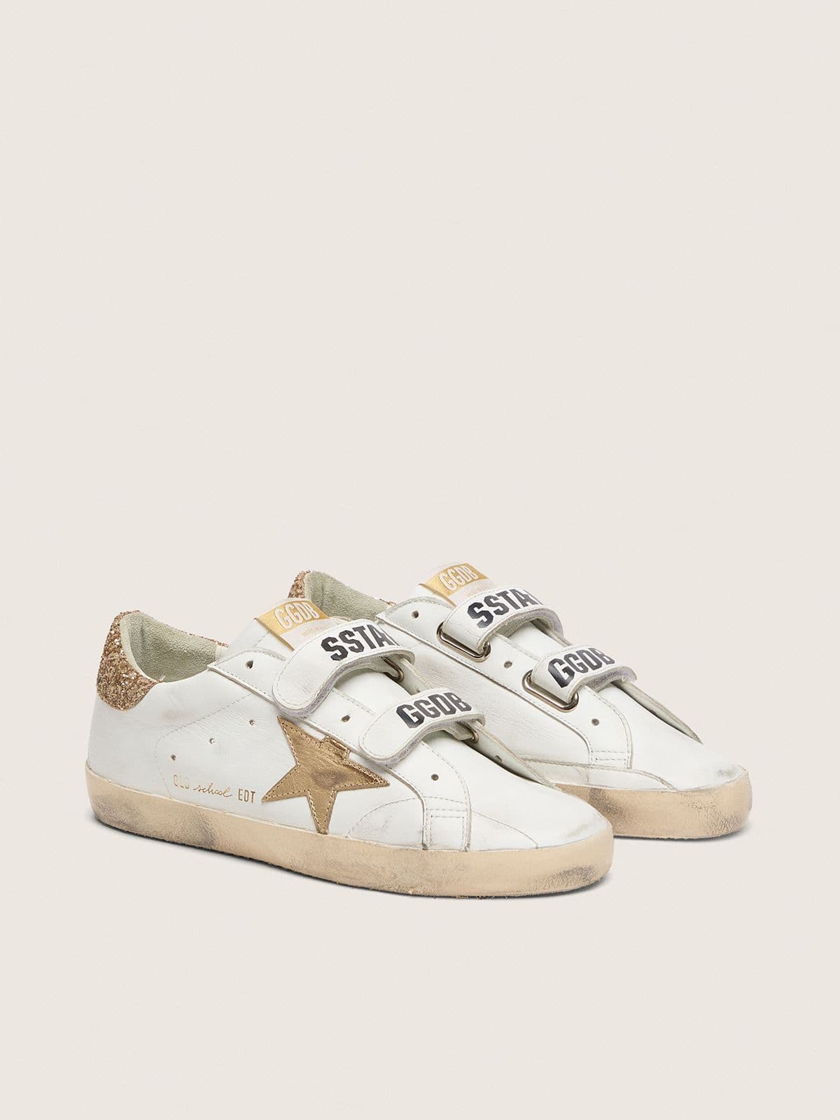 Golden Goose Womens Old School With Gold Star In Laminated Leather Womens