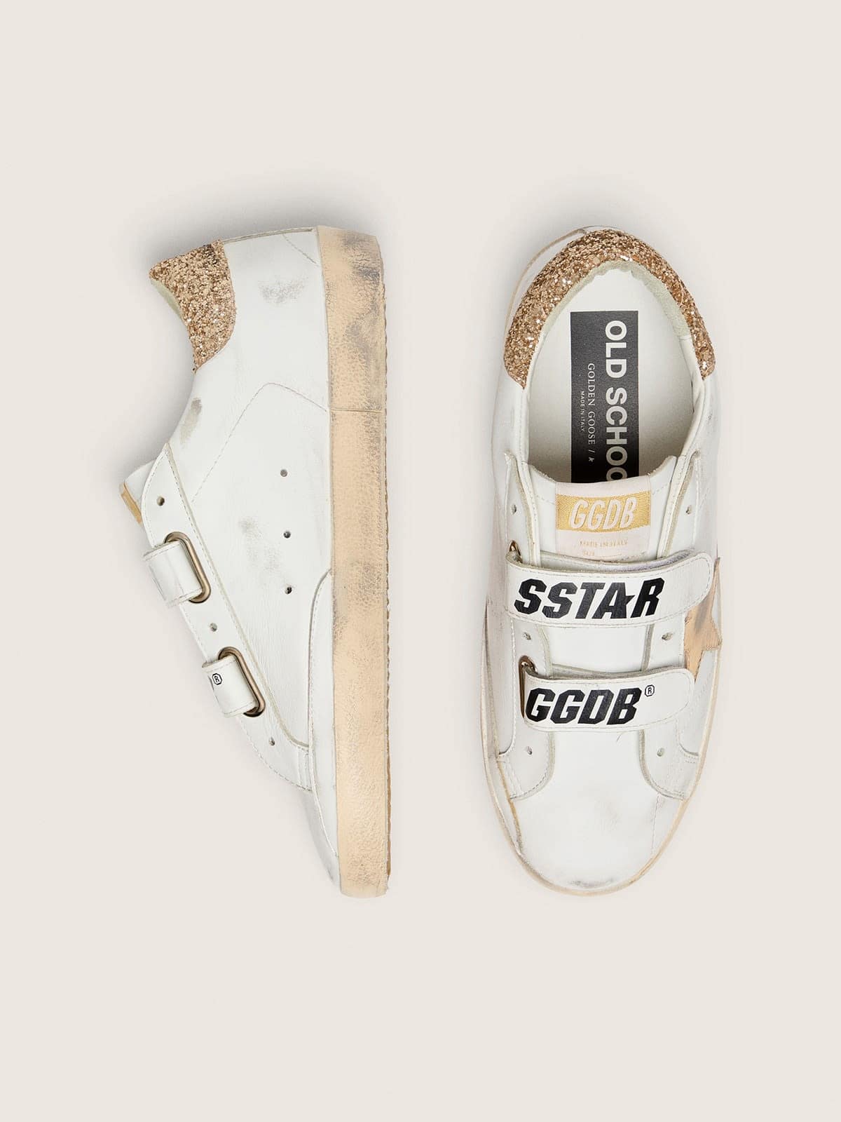 Golden Goose Womens Old School With Gold Star In Laminated Leather Womens