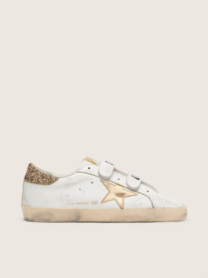 Golden Goose Womens Old School With Gold Star In Laminated Leather Womens
