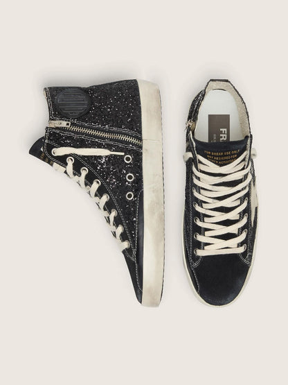Golden Goose Francy Penstar In Glitter With Ivory Star And Black Heel Tab Womens
