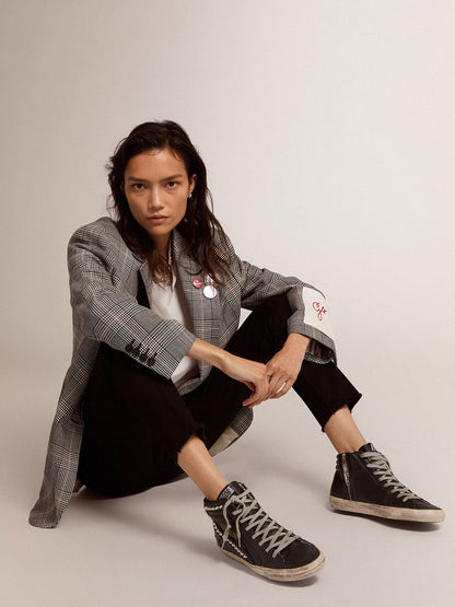 Golden Goose Womens Slide Black With Studs Womens