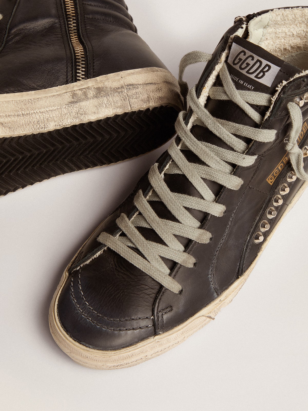 Golden Goose Womens Slide Black With Studs Womens