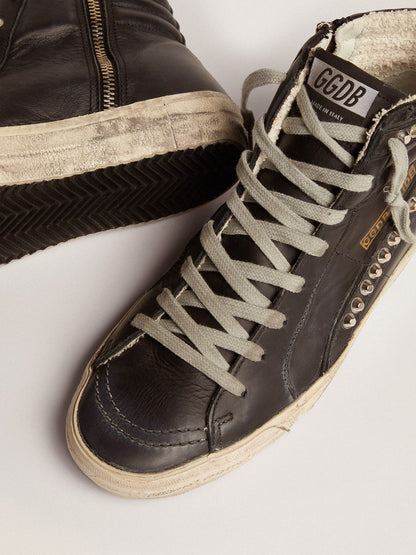Golden Goose Womens Slide Black With Studs Womens