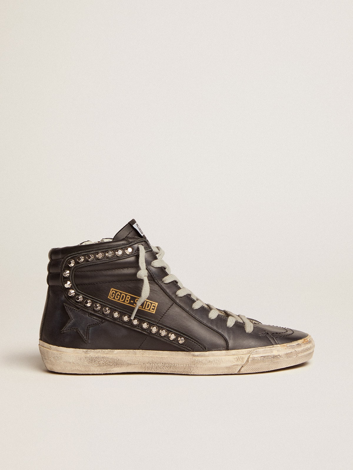 Golden Goose Womens Slide Black With Studs Womens