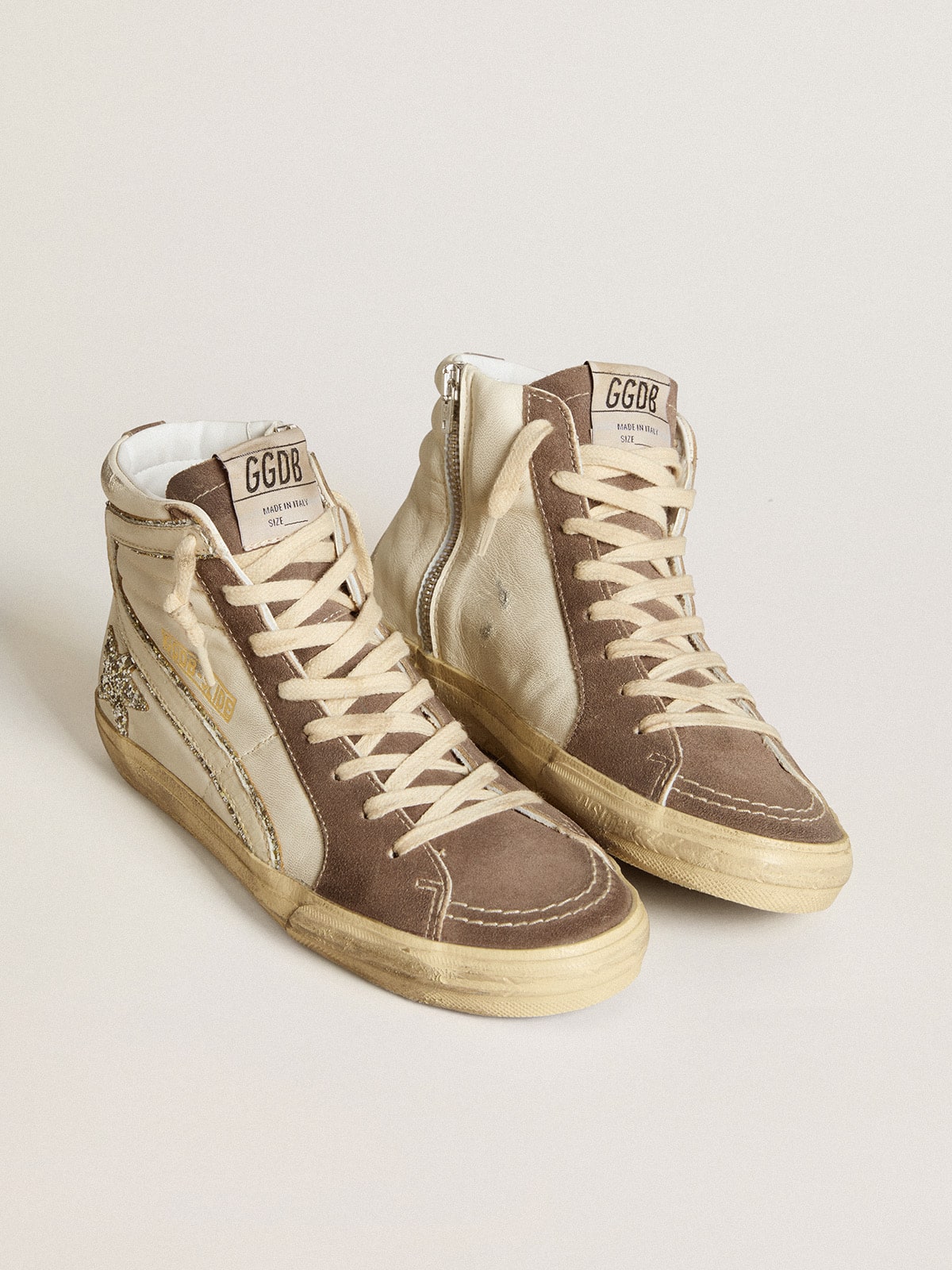 Golden Goose Slide In Nappa With Glitter Star And Patent Leather Flash Womens
