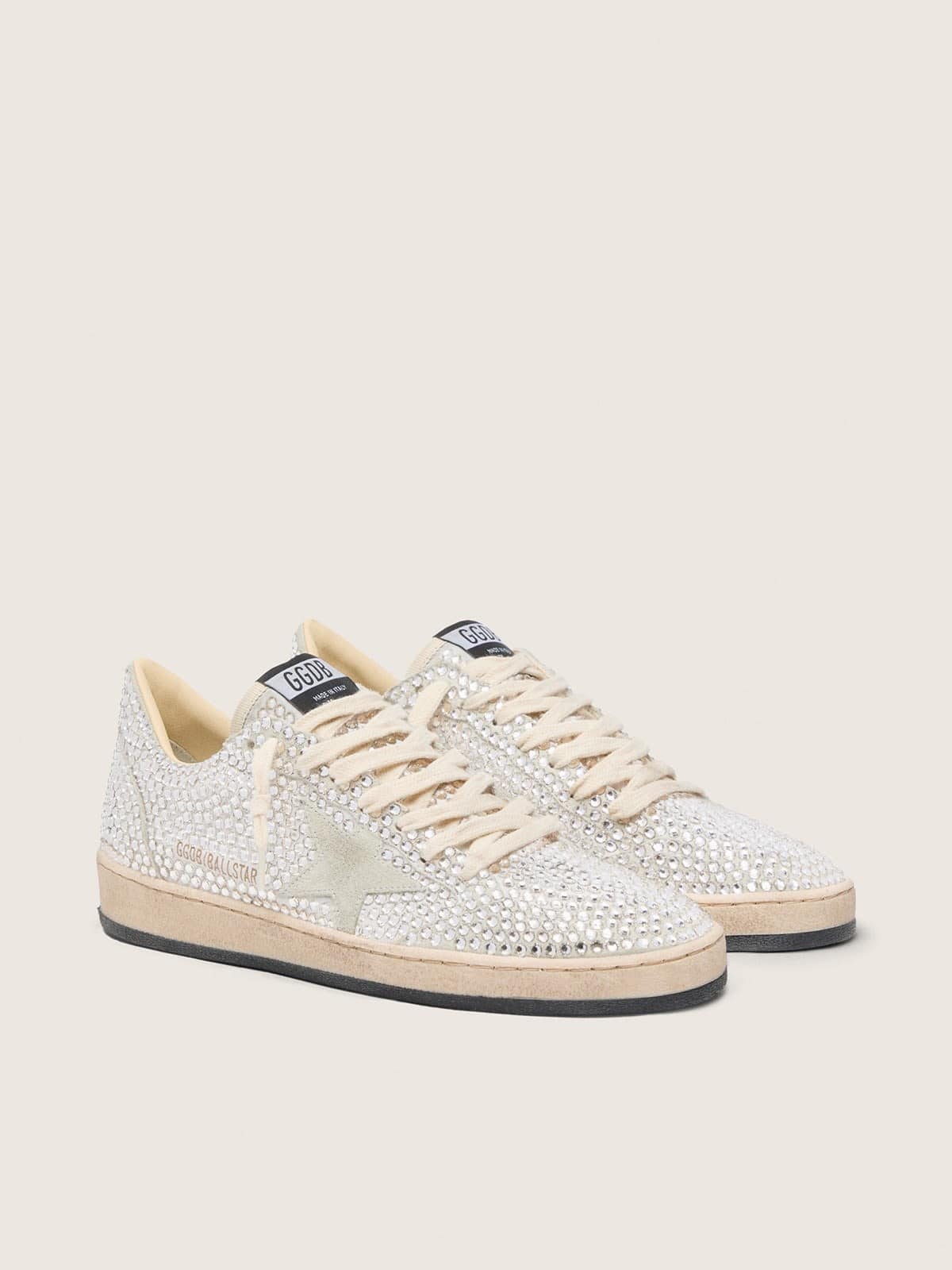 Golden Goose Womens Ball Star With Swarovski Crystals And Gray Suede Star Womens