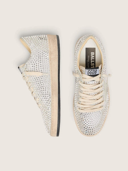 Golden Goose Womens Ball Star With Swarovski Crystals And Gray Suede Star Womens