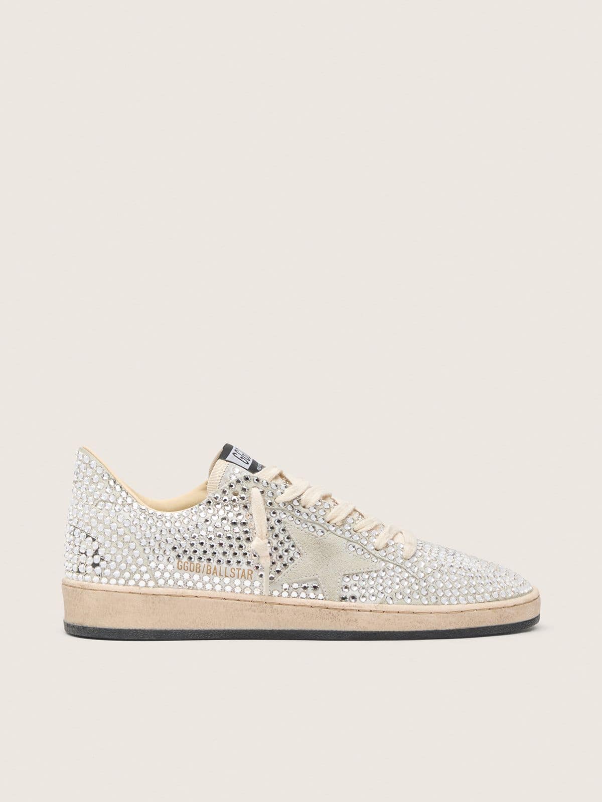 Golden Goose Womens Ball Star With Swarovski Crystals And Gray Suede Star Womens