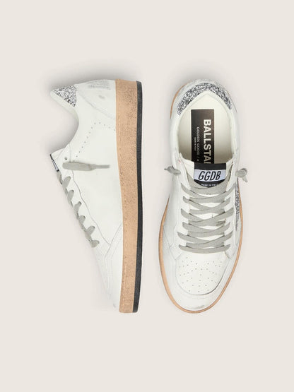 Golden Goose Womens Ball Star Wishes In Nappa Leather With Glitter Star And Heel Tab Womens