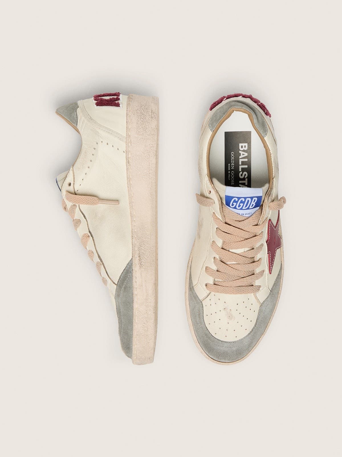 Golden Goose Womens Ball Star Ltd In Nappa With Leather Star And Silver Suede Heel Tab Womens