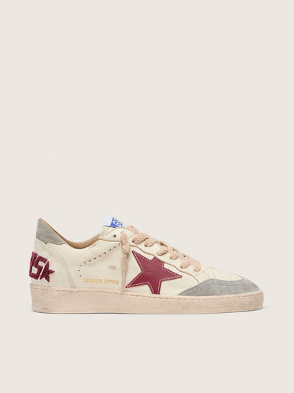 Golden Goose Womens Ball Star Ltd In Nappa With Leather Star And Silver Suede Heel Tab Womens