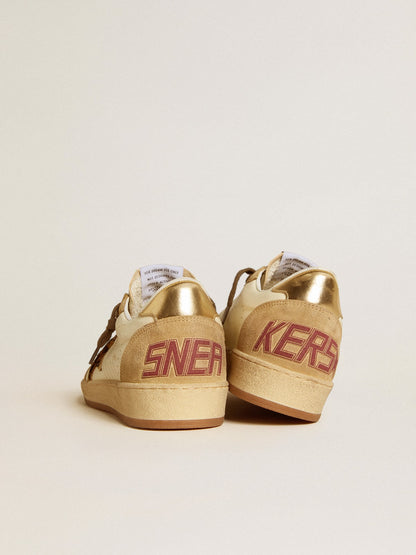Golden Goose Womens Ball Star In Nappa And Suede With Pony Skin Star And Metallic Heel Tab Womens
