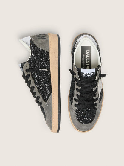 Golden Goose Womens Ball Star In Glitter With Leather Star And Metallic Leather Heel Tab Womens