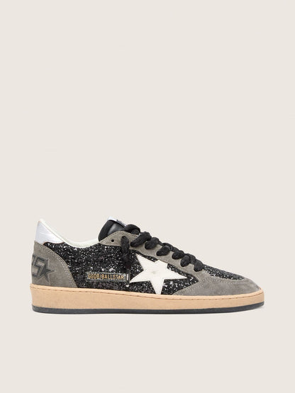 Golden Goose Womens Ball Star In Glitter With Leather Star And Metallic Leather Heel Tab Womens