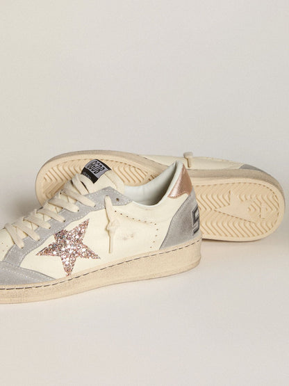 Golden Goose Ball Star In Nappa With Glitter Star And Metallic Heel Tab Womens