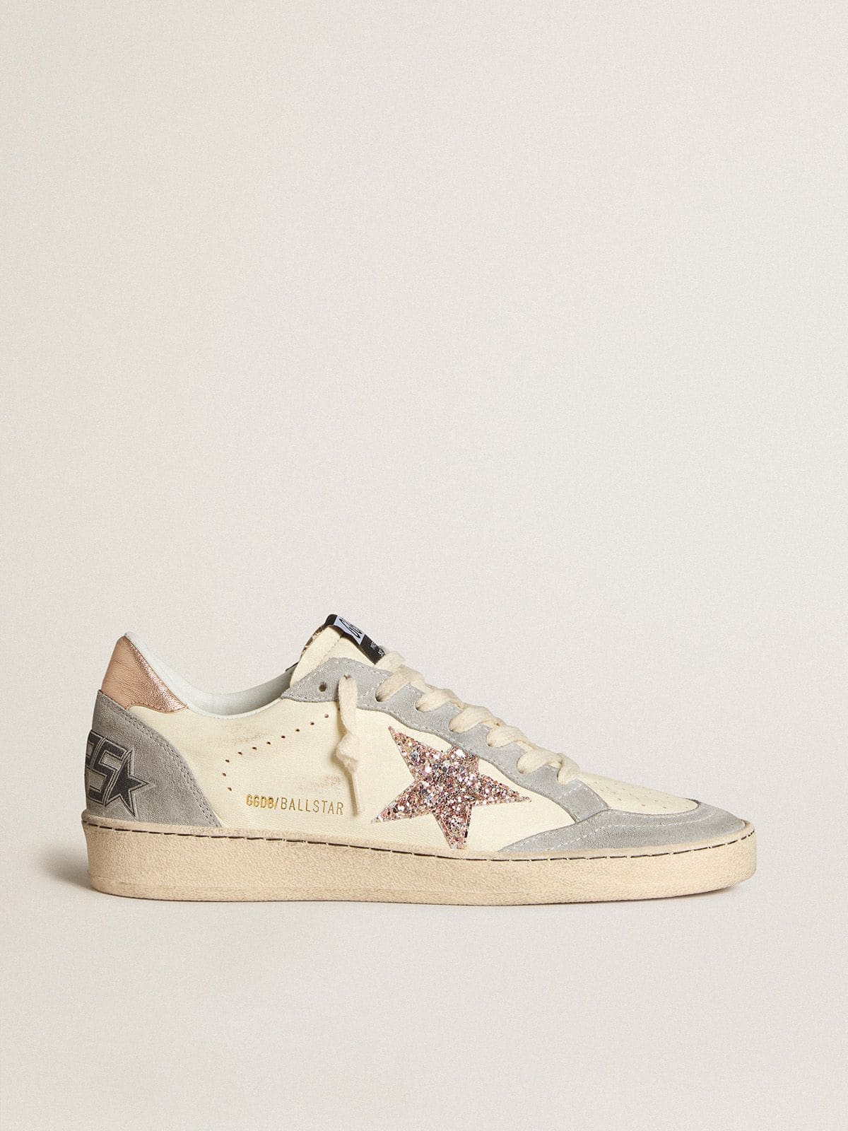 Golden Goose Ball Star In Nappa With Glitter Star And Metallic Heel Tab Womens