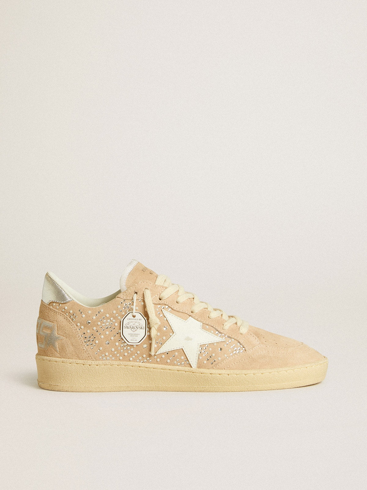 Golden Goose Ball Star In Suede And Swarovski Crystals With Leather Star And Metallic Heel Tab Womens