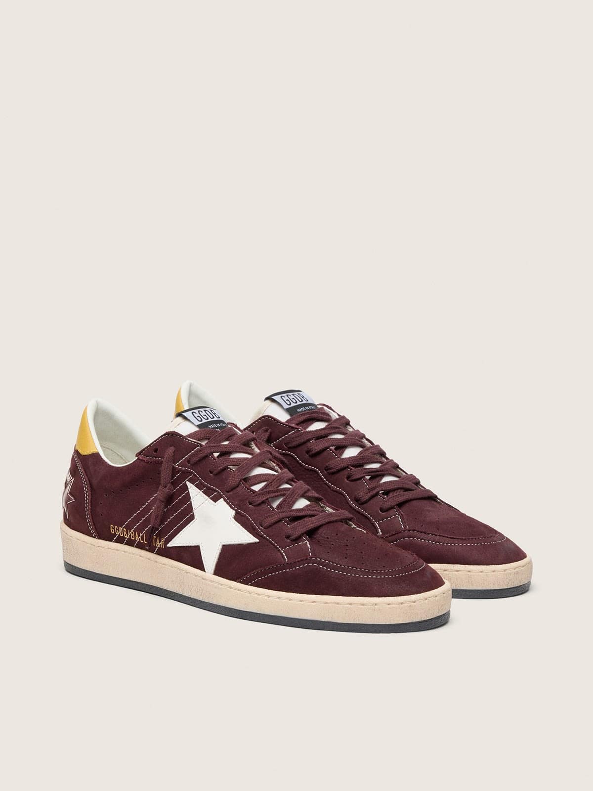 Golden Goose Womens Ball Star In Chocolate Nubuck With Leather Star And Heel Tab Womens