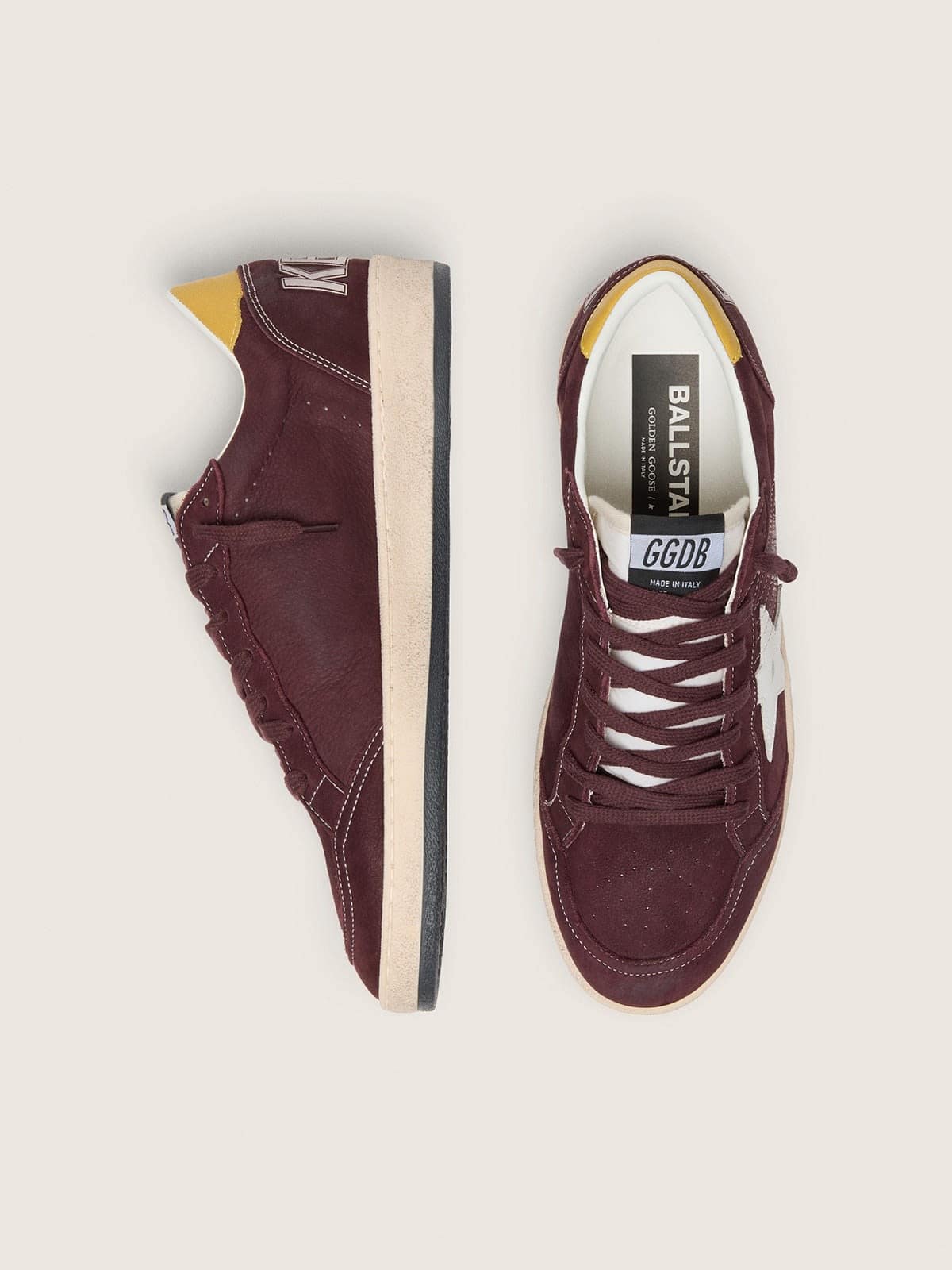 Golden Goose Womens Ball Star In Chocolate Nubuck With Leather Star And Heel Tab Womens