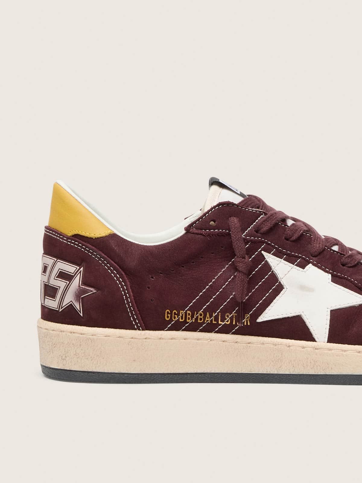 Golden Goose Womens Ball Star In Chocolate Nubuck With Leather Star And Heel Tab Womens
