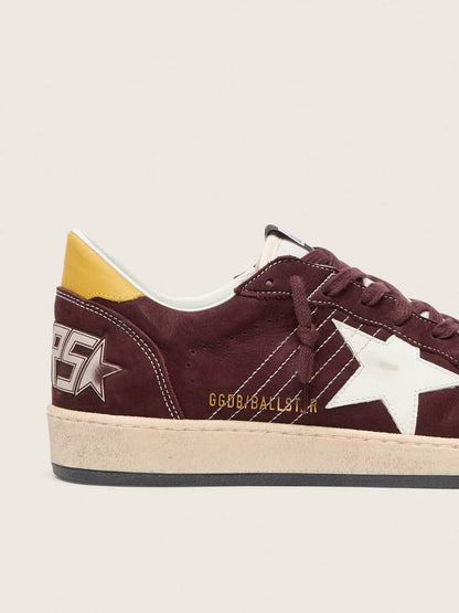 Golden Goose Womens Ball Star In Chocolate Nubuck With Leather Star And Heel Tab Womens