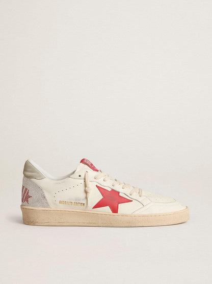 Golden Goose Valentines Day Womens Ball Star With Red Leather Star And Red Swarovski Lettering Womens