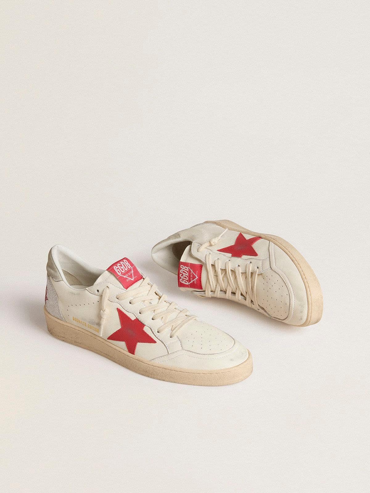 Golden Goose Valentines Day Womens Ball Star With Red Leather Star And Red Swarovski Lettering Womens