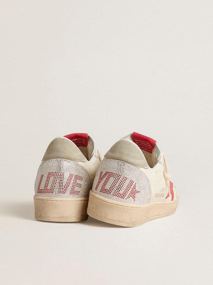 Golden Goose Valentines Day Womens Ball Star With Red Leather Star And Red Swarovski Lettering Womens