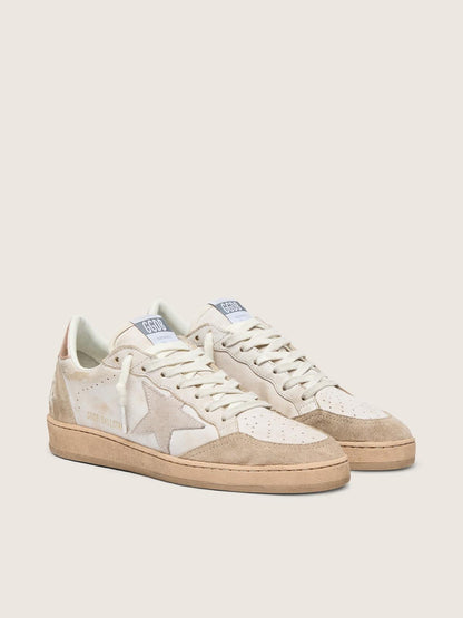 Golden Goose Ball Star With Pink Suede Star And Silver Glitter Edges And Rose Gold Heel Tab Womens