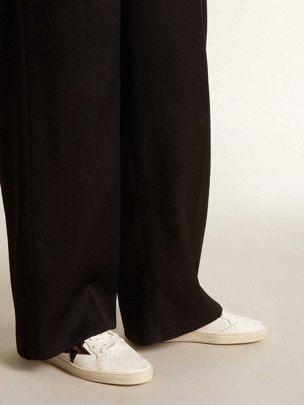 Golden Goose Ball Star With Burgundy Croc-Print Leather Star And Gold Heel Tab Womens