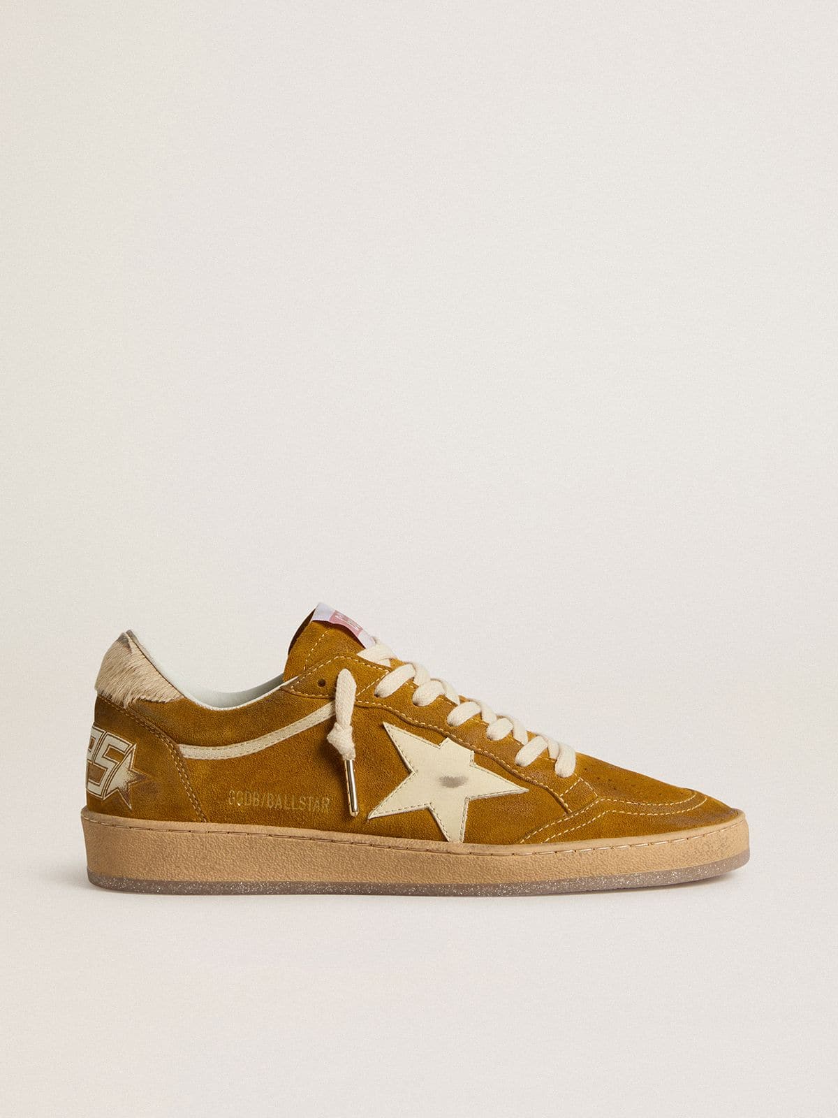 Golden Goose Womens Ball Star In Suede With Beige Leather Star And Pony Skin Heel Tab Womens