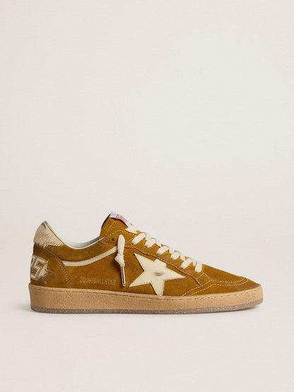Golden Goose Womens Ball Star In Suede With Beige Leather Star And Pony Skin Heel Tab Womens