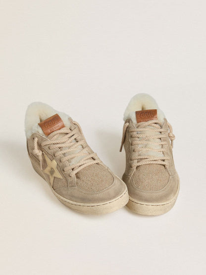 Golden Goose Womens Ball Star In Wool With Gold Leather Star And White Shearling Lining Womens