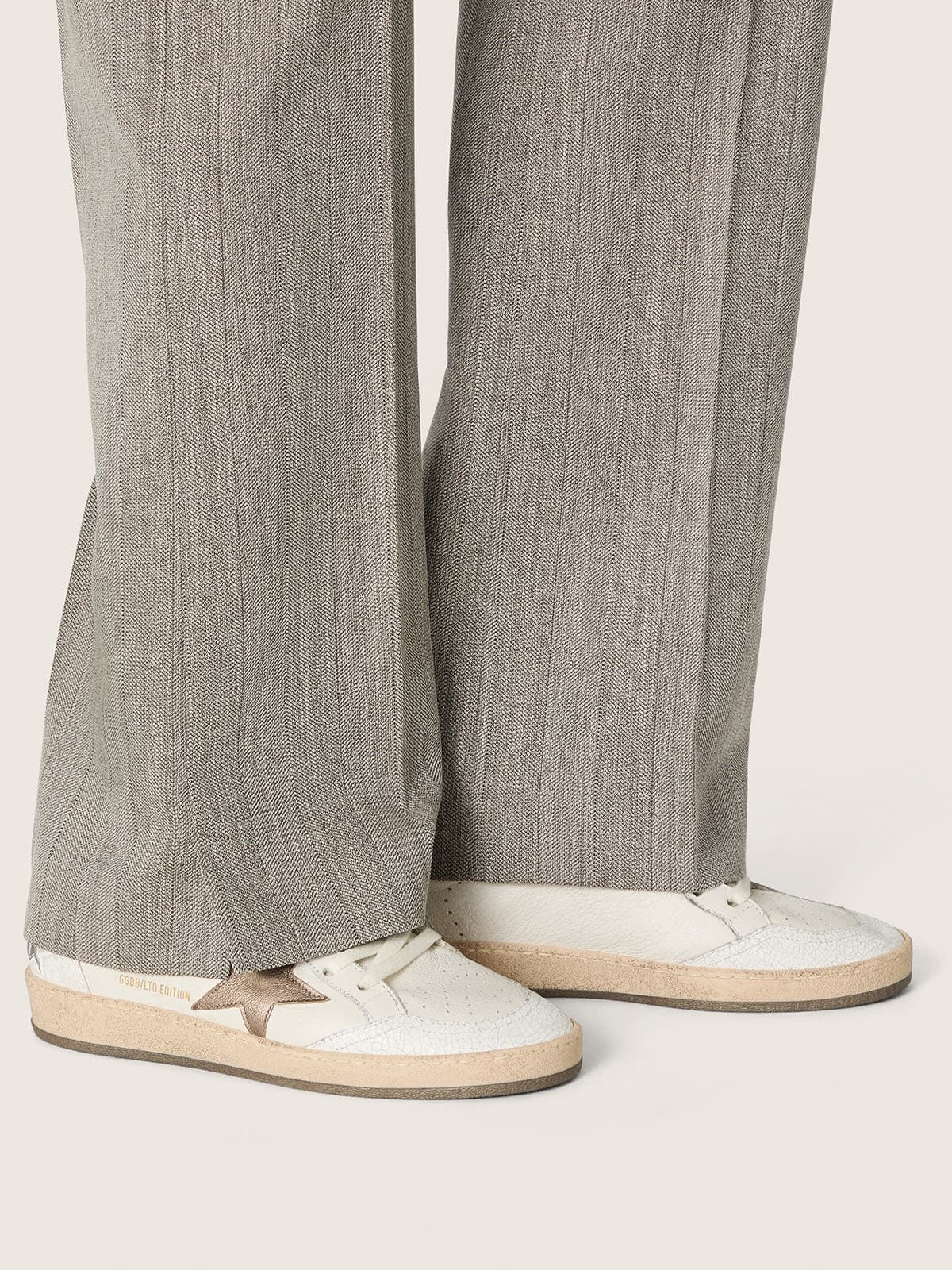 Golden Goose Womens Ball Star Wishes In White Leather With Metallic Bronze Leather Star Womens