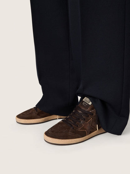Golden Goose Womens Ball Star In Brown Suede With Brown Leather Star And Heel Tab Womens