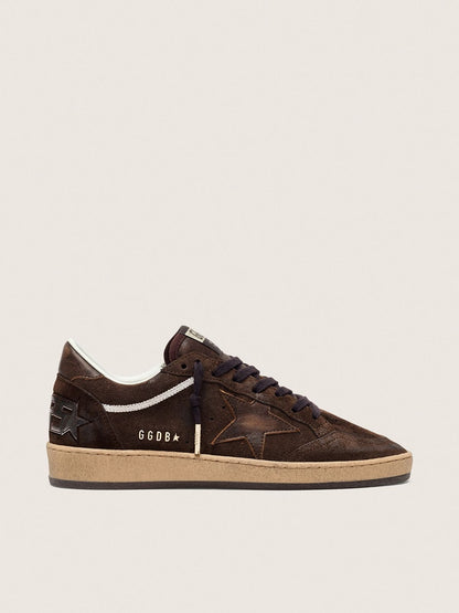 Golden Goose Womens Ball Star In Brown Suede With Brown Leather Star And Heel Tab Womens